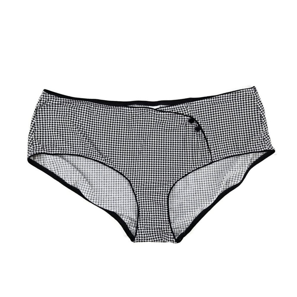 NWOT Calida Bodywear Panties Womens L Black White Checkered Cotton Blend Briefs